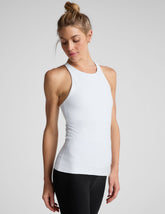 white long length high-neck tank top.